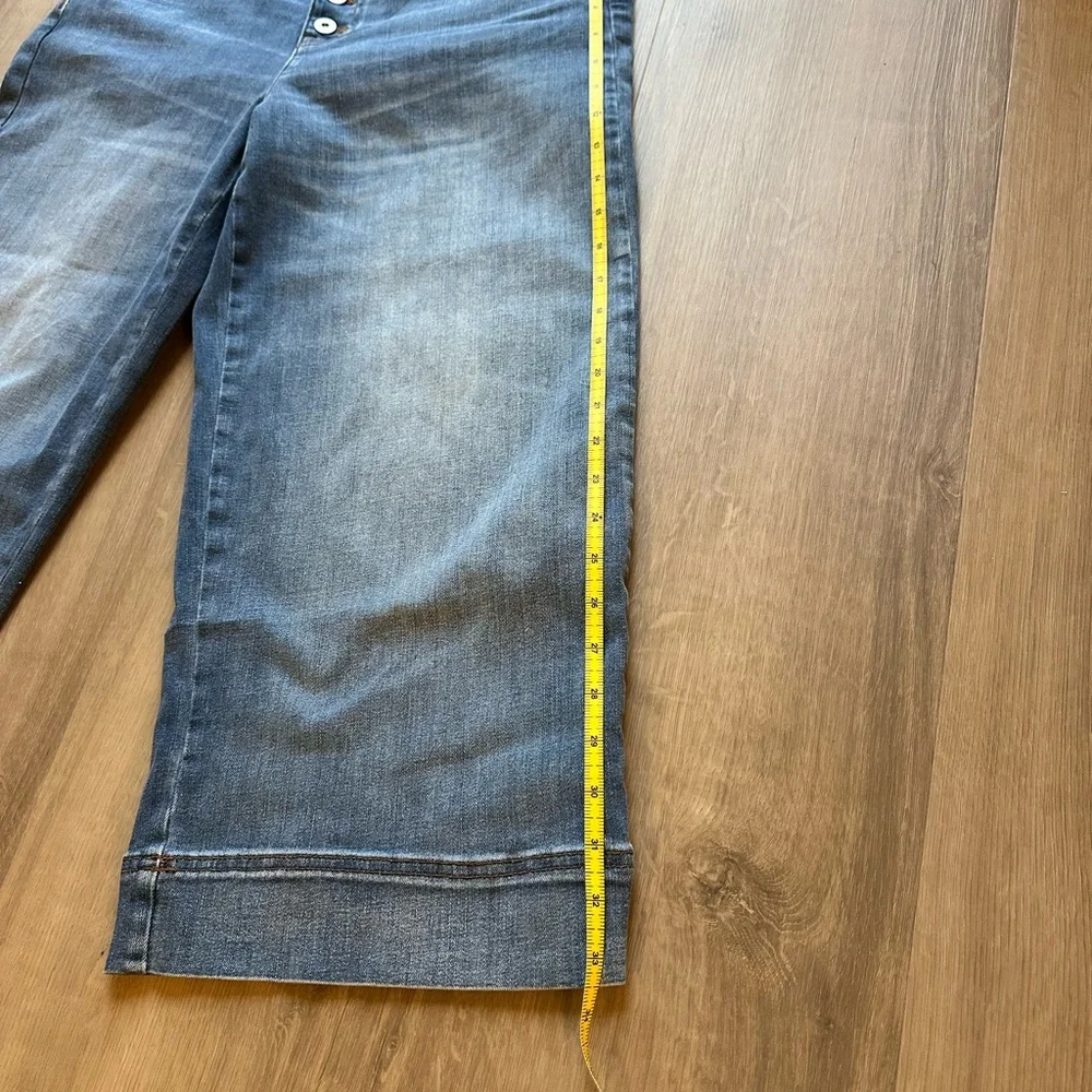 J. Jill Button-Fly High Wasted Cropped Blue Jeans - size 14 petite - Picture 2 of 7